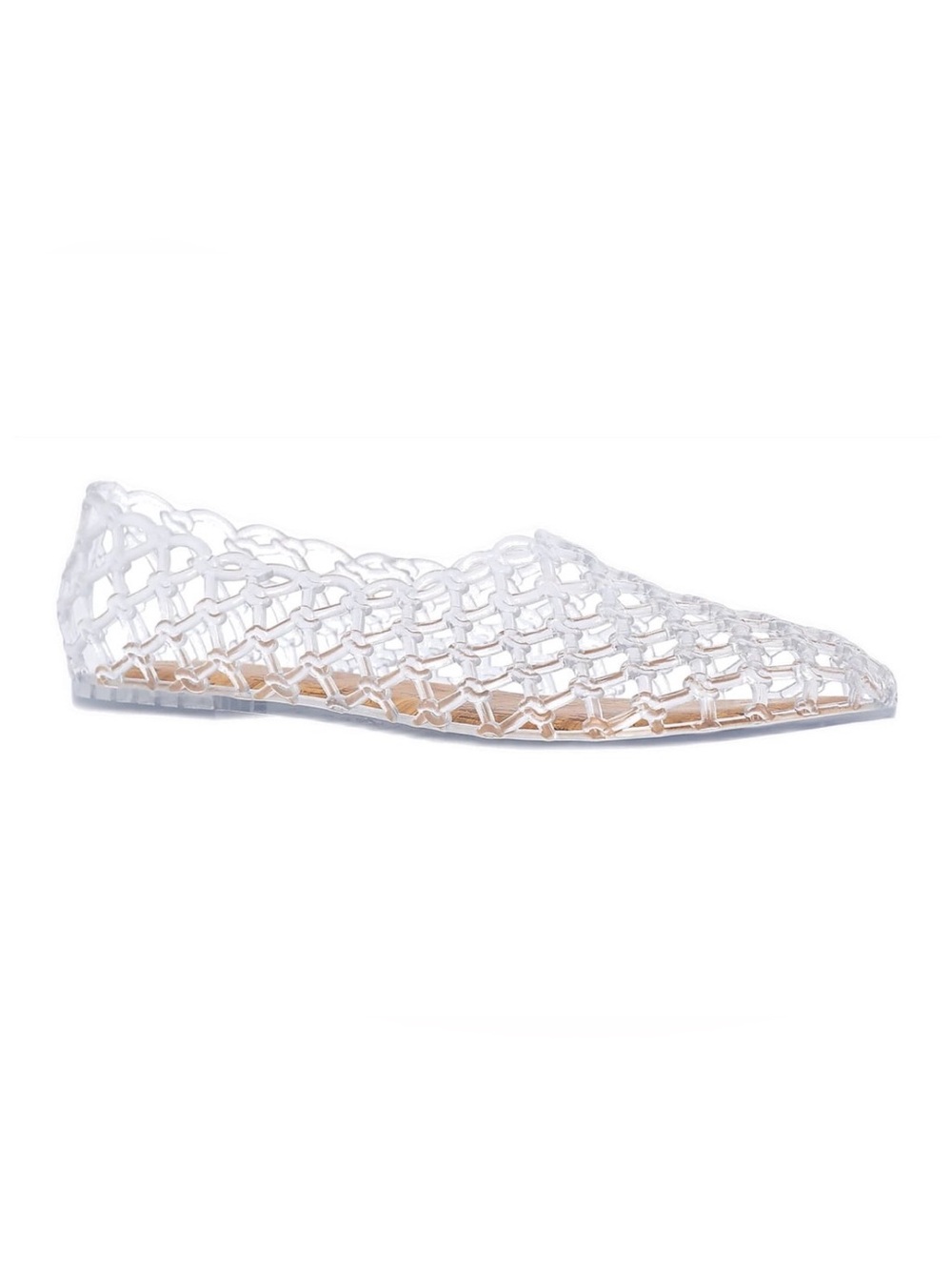 NWT No Boundaries Clear Woven Lattice Pointed Ballet Jelly Flat 10 Memory Foam